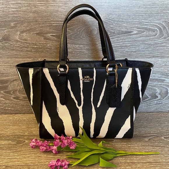 COACH Zebra Crosby Mini Carryall Satchel #33525 - Picture 1 of 14